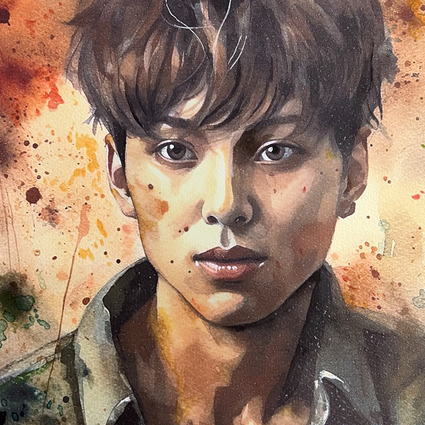 Jung Kook Sandman portrtt vattenfrger aquarelle present